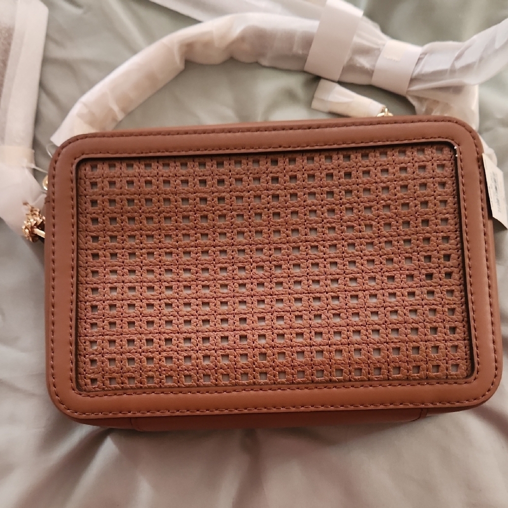 Michael Kors Brown Woven Crossbody Bag with Gold Hardware - Picture 3 of 3